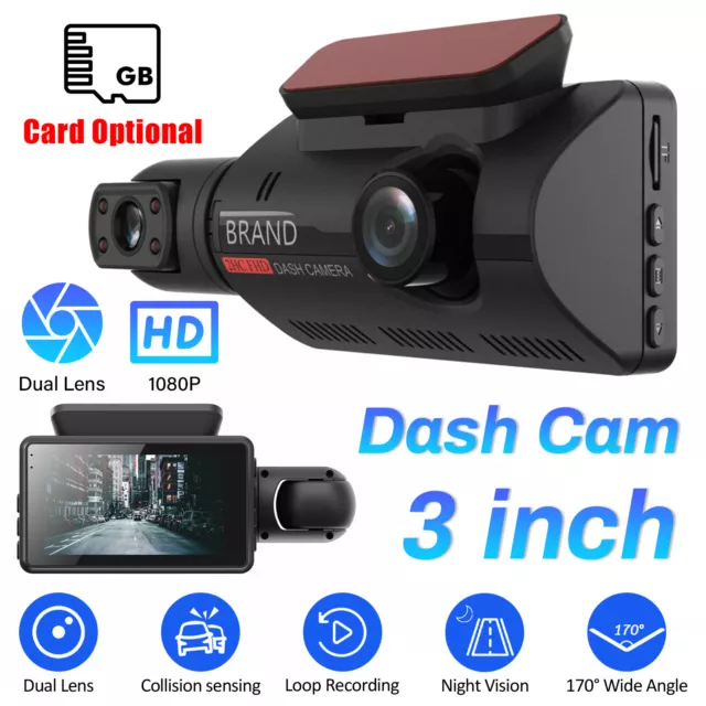 1080P Dual Lens Car DVR Dash Cam Video Recorder G-Sensor Front Inside Camera HD