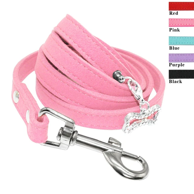 Correa de cuero de gamuza suave para perros pequeños gatos correa para caminar mascota cachorro