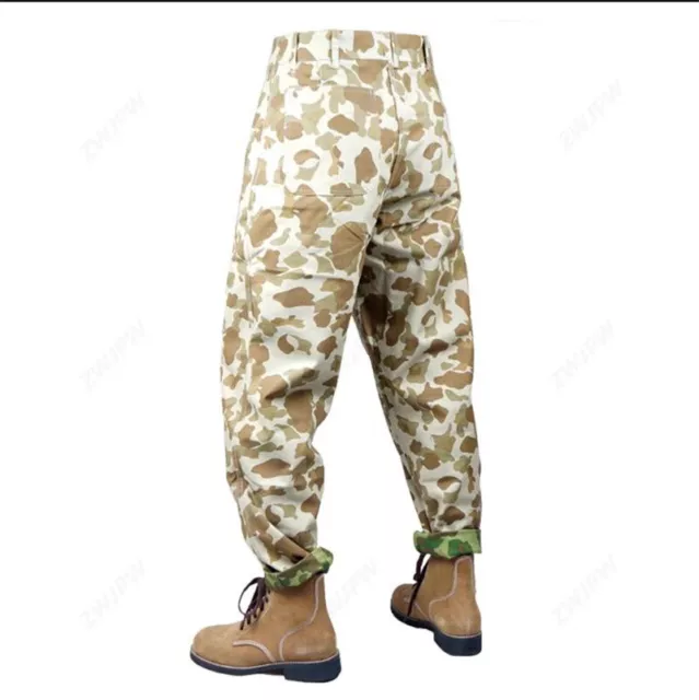 WWII US ARMY SOLIDER USMC PACIFIC CAMO COTTON REVERSIBLE Trousers Casual Pants 3