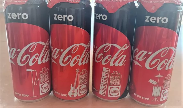 Coca Cola Zero Music Israel 2023 Limited Edition Full Set 4 Empty Cans+Cover