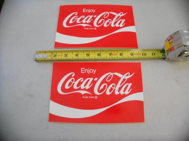 Rare 5 X 8 Inch Set 2 Enjoy Coca Cola Cooler Machine Decal Sticker Nos Coke