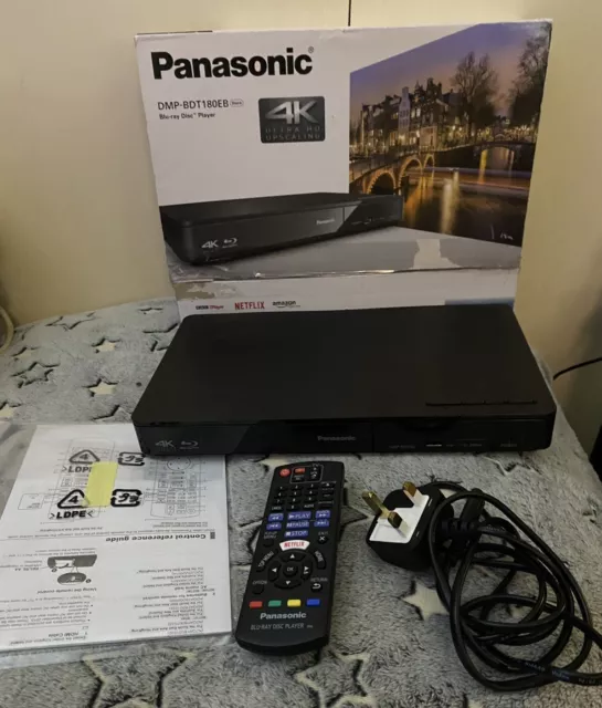 Panasonic 4K Upscaling Blu-Ray Disc Player DMP-BDT180 with Remote + Manual + Box