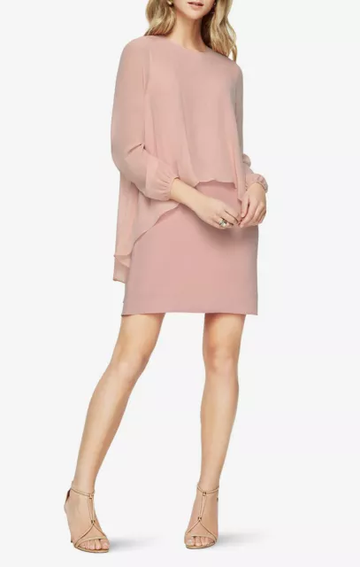 NWT BCBG MAXAZRIA DEENAH Layered Dress Pink Blush Long Sleeve XXS-XS-M-L $298