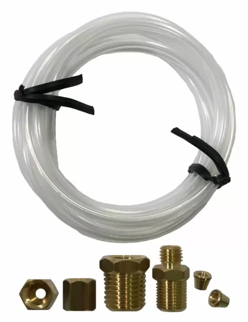 Mechanical Oil Pressure Gauge 72" Inch Nylon Line Tubing Install Kit w/ Fittings