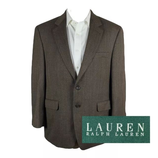 LRL Ralph Lauren Sport Coat Blazer Mens 42S Brown Soft Flannel Wool Two Button