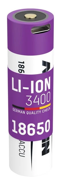 Batteria agli ioni di litio 18650 3400 mAh con presa di ricarica USB Type-C