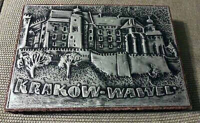 Vintage Krakow Wawel Soviet Hammered Tin Plaque - Rare