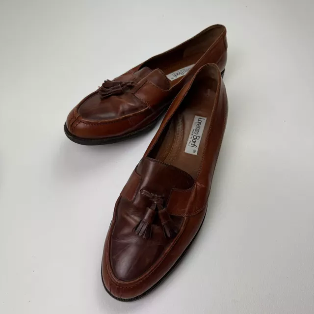 LORENZO BANFI BROWN Leather Tassel Loafers Dress Shoes Mens Size 12M ...