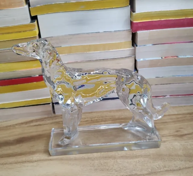 Vintage Viking Crystal New Martinsville Bookend Borzoi Wolfhound 40s