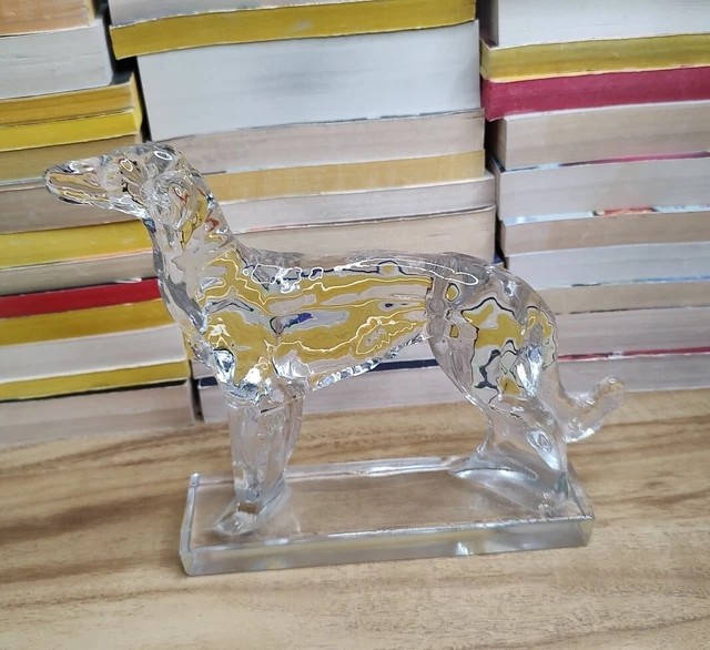 Vintage Viking Crystal New Martinsville Bookend Borzoi Wolfhound 40s