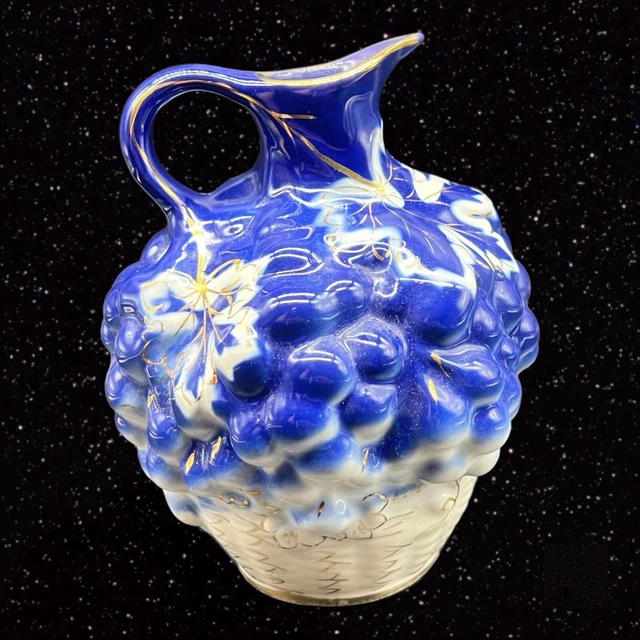 Lomonosov Grapes In A Basket Porcelain Decanter Pitcher No Lid Vintage Russian
