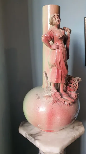 Vaso Antico Ceramica Barbotine Francese 3
