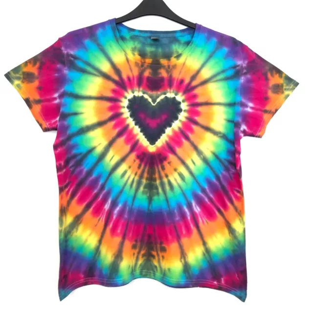 Hand Dyed Heart Tie Dye Women T Shirt Festival Beach Summer Unique New UK 2XL