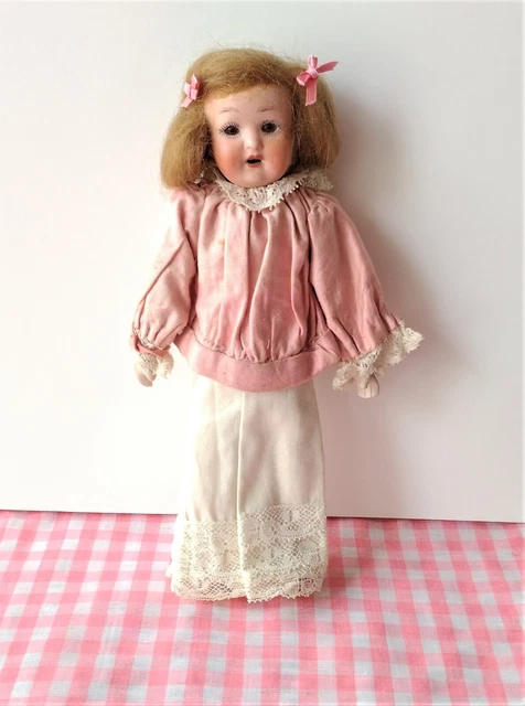 Antique Heubach Koppelsdorf German 300 - 210 Mini 8" Bisque Leather Doll 