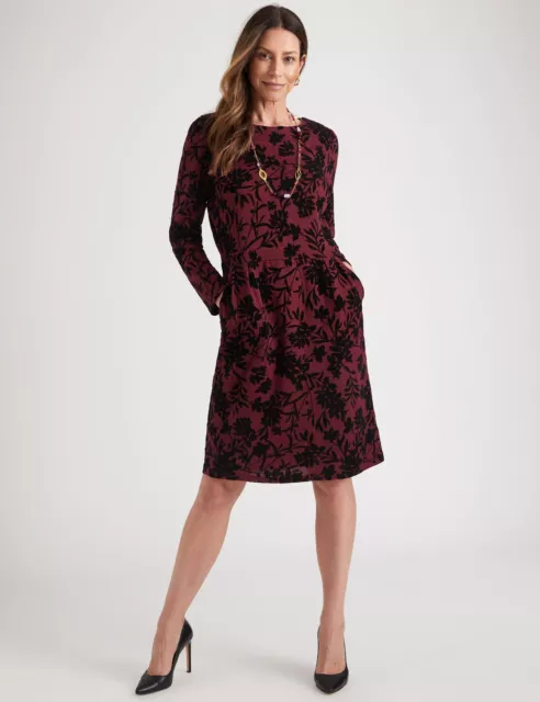 MILLERS - Womens Dress -  Knee Length Flocked Printed Dress