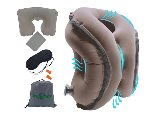 Inflatable Neck Head Travel Pillow - Multifunctional Pillows -Airplane Bus Train