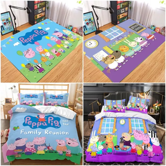 Peppa Pig George Doona Duvet Cover Bedding Set Single Double Queen Floor Mat