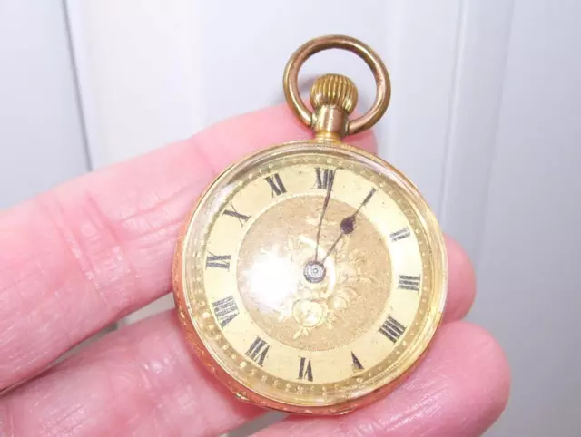 Stunning Antique Victorian 14K Gold Pocket Fob Watch Fine Engraving 27G Working