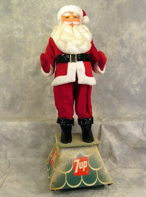 珍品！アメリカ買付け1980's Vintage 7up SANTA WORKS Vintage Superior Display Santa Claus Christmas Store Display