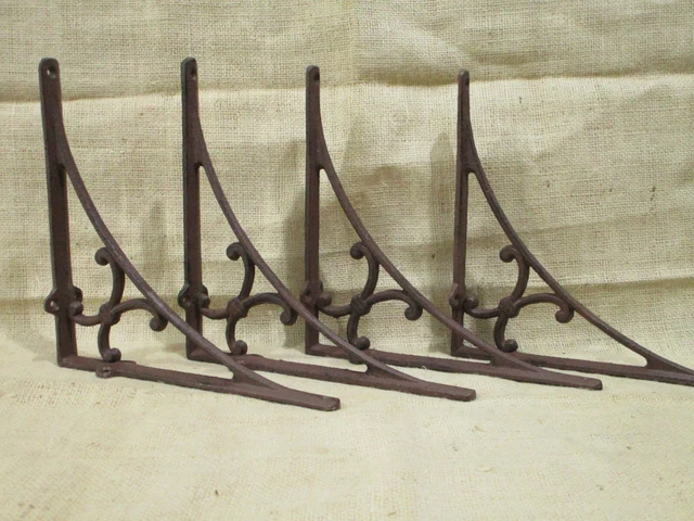 4 LARGE Shelf Brackets Corbels Wall Cast Iron Rustic Farmhouse 9 3/4" X 9 3/4"