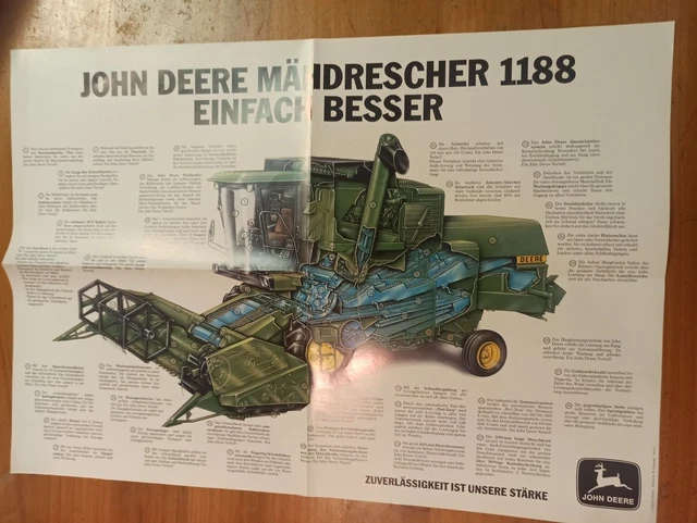 PROSPEKT POSTER JOHN DEERE MÄHDRESCHER 1188 Werbung Traktor Schlepper