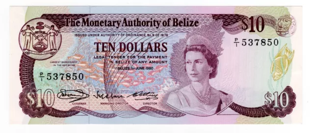 1980 Belize $20 Twenty Dollar Uncirculated Queen Elizabeth Dollars Banknotes