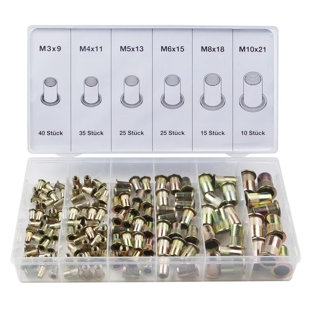 1200 TLG STAHL Nietmutter-Sortiment Box Blindnietmuttern Satz Einnietmuttern 266987134440 1200 TLG STAHL Nietmutter-Sortiment Box Blindnietmuttern Satz Einnietmuttern 266987134440