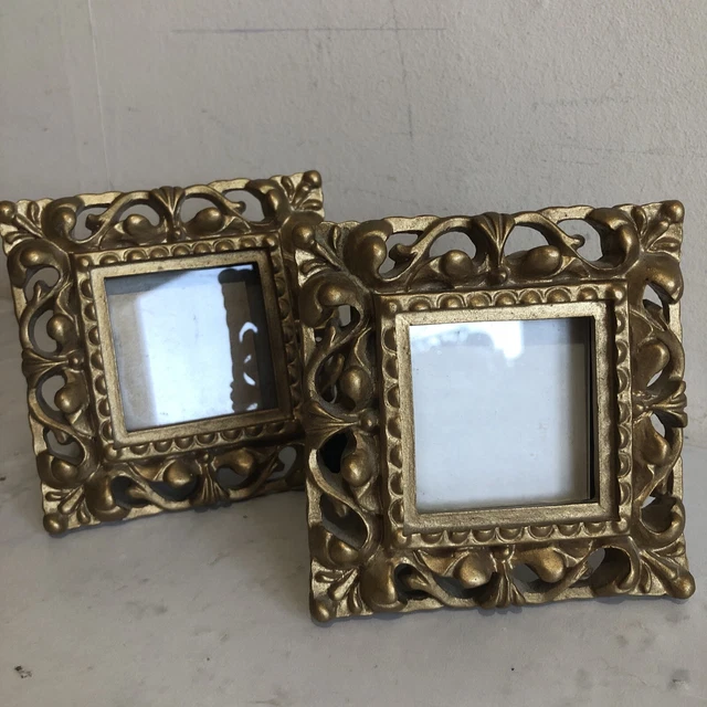 NICENEEDED 8 Mini Cornici Dorate Vintage In Resina – Piccole Cornici Da Tavolo Con Supporto Per Foto, Matrimoni E Casa