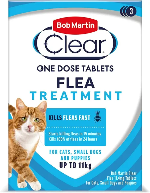 Bob Martin Clear Flea Tablets for Dog Puppy & Cat Flea Kill Treatment 3 Tablets