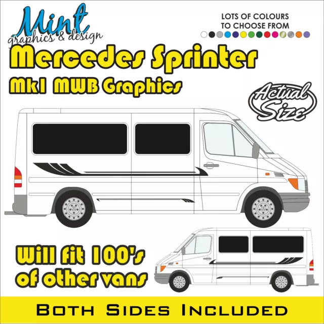 MWB MERCEDES SPRINTER MK1 Camper Side Stripes Decals Stickers Van ...