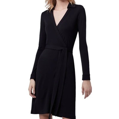 Diane Von Furstenberg New Jeanne Two Silk Black Wrap Dress Size 12 NWT