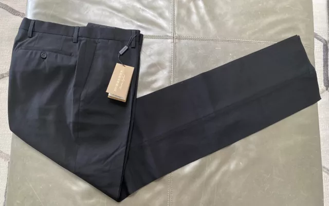 NWT Burberry London Italy Millbank 100% Wool Black Dress Suit Pants 50 33 $495