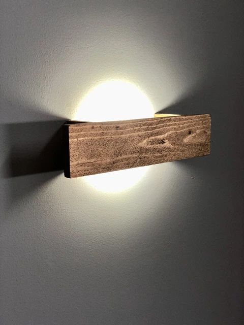 Applique  Da Parete In Legno Di Abete Decorativa  Materiali Naturali Luce Led