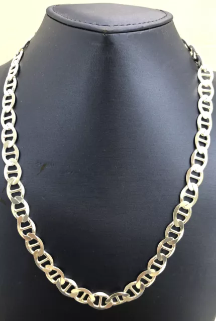 NEW Solid 925 Sterling Silver 7.5MM Anchor Mariner Chain Necklace  ALL Sizes