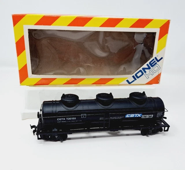 Lionel HO T-20150 3 Dome Tank Car C.G.T.X. w Box VTG Toy Train Black Tanker