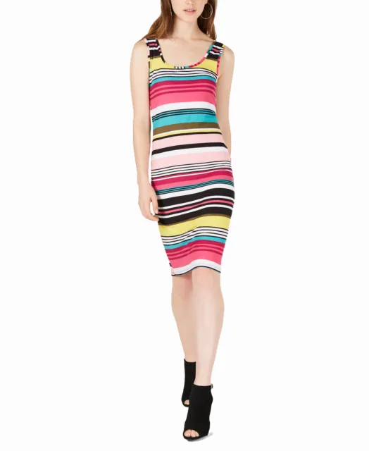 Planet Gold Juniors' Sleeveless Striped Bodycon Dress (Small, Pink Stripe)