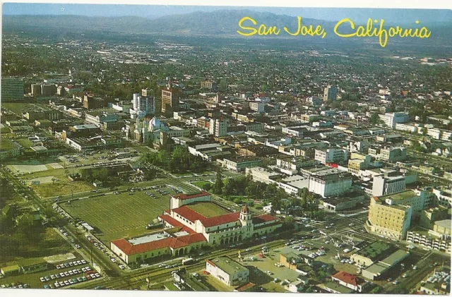 Postcard CA  Aerial View of the Business District San Jose Vintage