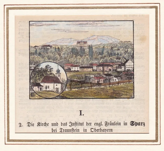 Sparz LK Traunstein Oberbayern Bayern Ansicht Holzstich 1870