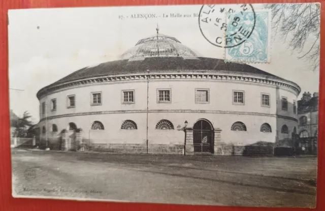 Cpa 61 Alencon - La Halle Au Blés Voyagee 1905
