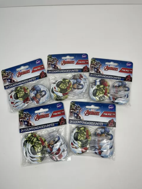 5 Wilton Marvel Avengers Fun Pix Cupcake Toppers 24ct New Party 120 Total