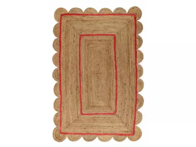 Tapis festonné 100% jute rectangle tressé décor à la maison tapis vivant...