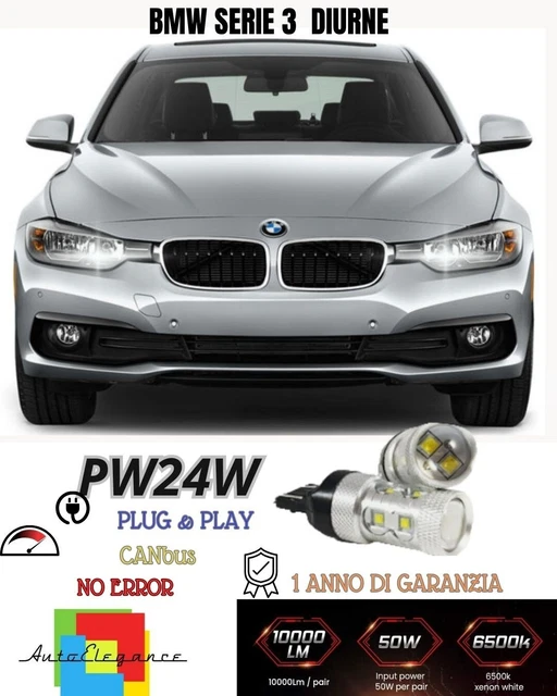 COPPIA LAMPADE DIURNE DRL 10 LED PW24W CANBUS BMW SERIE 3 F30 F31 - Foto 10