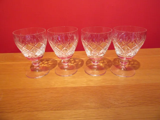 Stunning  Retro  Vintage Cut glass Crystal port / water / wine glasses x 4