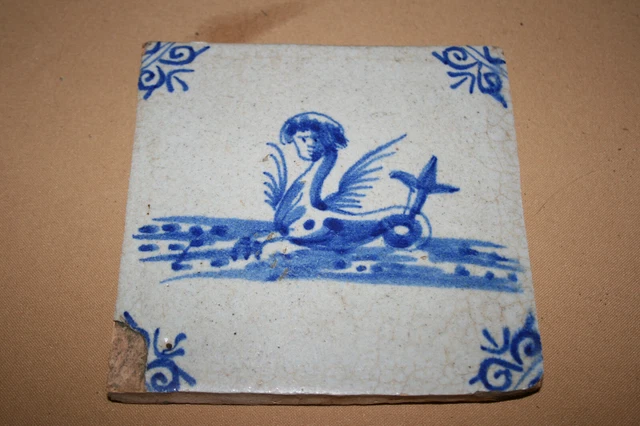17th C  DUTCH DELFT TILE  SEA CREATURE