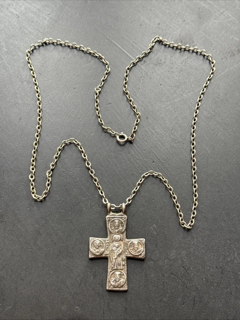Collier Ancien Art Déco Ethnique En Métal Argenté - Bijou Vintage De Créateur - Occasion