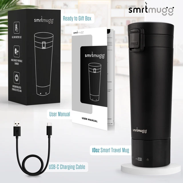 SMRTMUGG Heated Coffee Mug, All Day Battery Life, 10 oz capacity. 2
