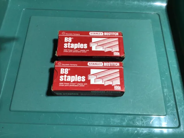 Stanley Bostitch B-8 Staples NOS 2 Boxes 1/4" 10000 Power Crown Made in USA