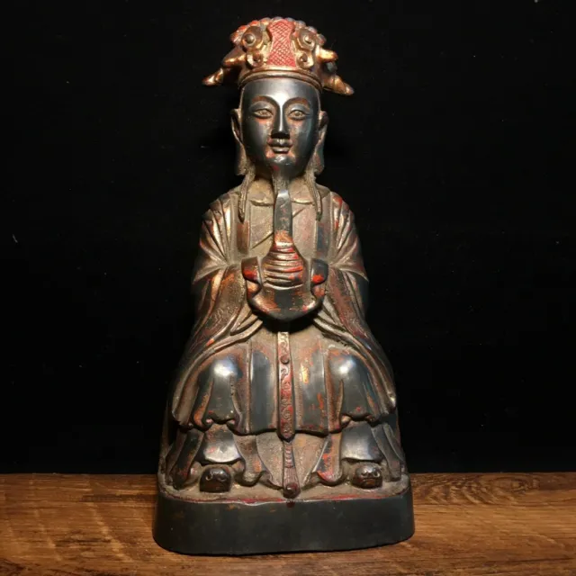 9.4" Exquisite Chinese old antique gilt bronze Buddha statue
