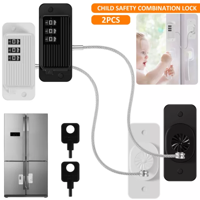 2Pcs Refrigerator Lock Self Adhesive Fridge Combination Lock Child Safe PA