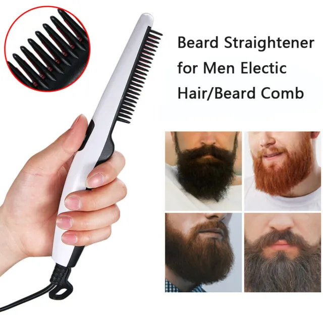 Professional Beard Straightener Styling Brush Electric for Men's Hair Beard Comb